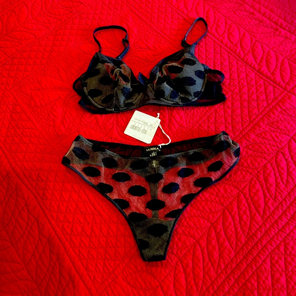 La Perla NWT black bra 36C and medium thong
